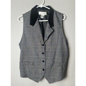 VTG Multicolor Womens Plaid Vest Academia Preppy 90s Equestrian Goth Punk Sz M